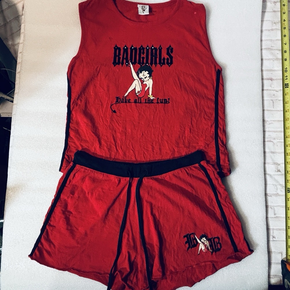 Vintage Y2K 2004 Betty Boop Bad Girls Red Outfit‎ Tank And Shorts Set XL